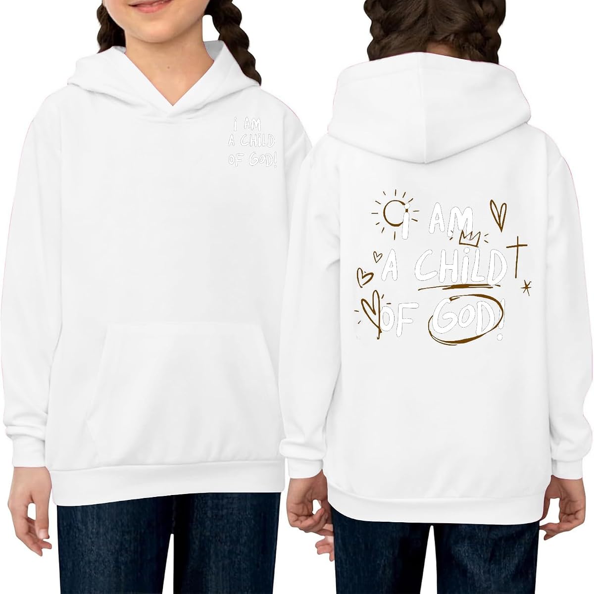 Hoodie Sweatshirt for Girls, Vintage Graphic Print Long Sleeve Hooded Sweatshirt Pullover Tops Pocket