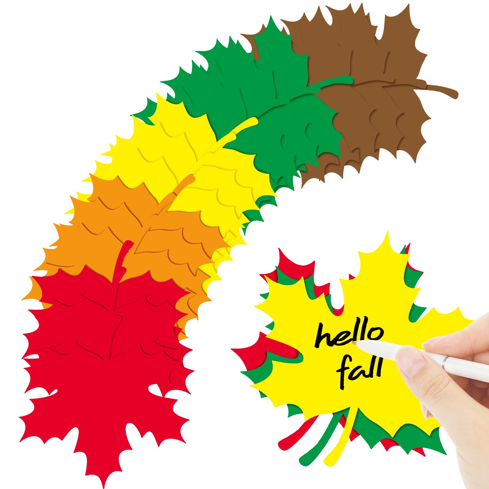 Demissle 200 Pcs Large Thanksgiving Fall Leaves Cutouts Decorations Maple Paper Leaf Cutouts 4'' for Bulletin Board with Glue Points Autumn Assorted