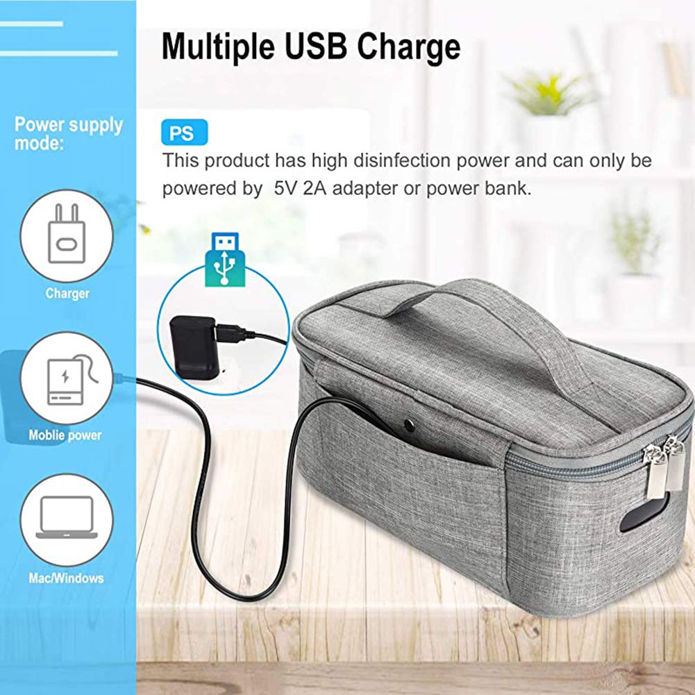 Borsa per disinfettante UV LED, Borse per sterilizzatrici Portatili, Borse per la disinfezione, 3 Perline LED, per Cellulare, biberon, Biancheria Intima, spazzolino da Denti