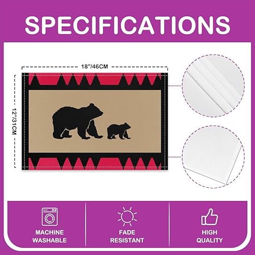 Miniatura 9 de Juego de 4 manteles individuales para mesa del alfabeto inglés, manteles individuales de tela de animales de dibujos animados para niños, lindos