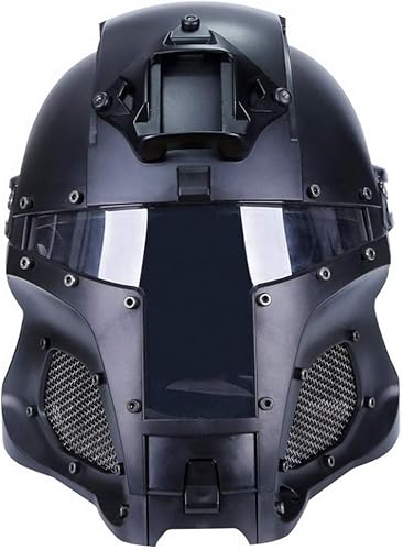 Casco de cara completa para cosplay Airsoft táctico Sorta-Kinda Mandalorian/Boba Fett/Galac-Tac Style Casco con lente intercambiable (negro)