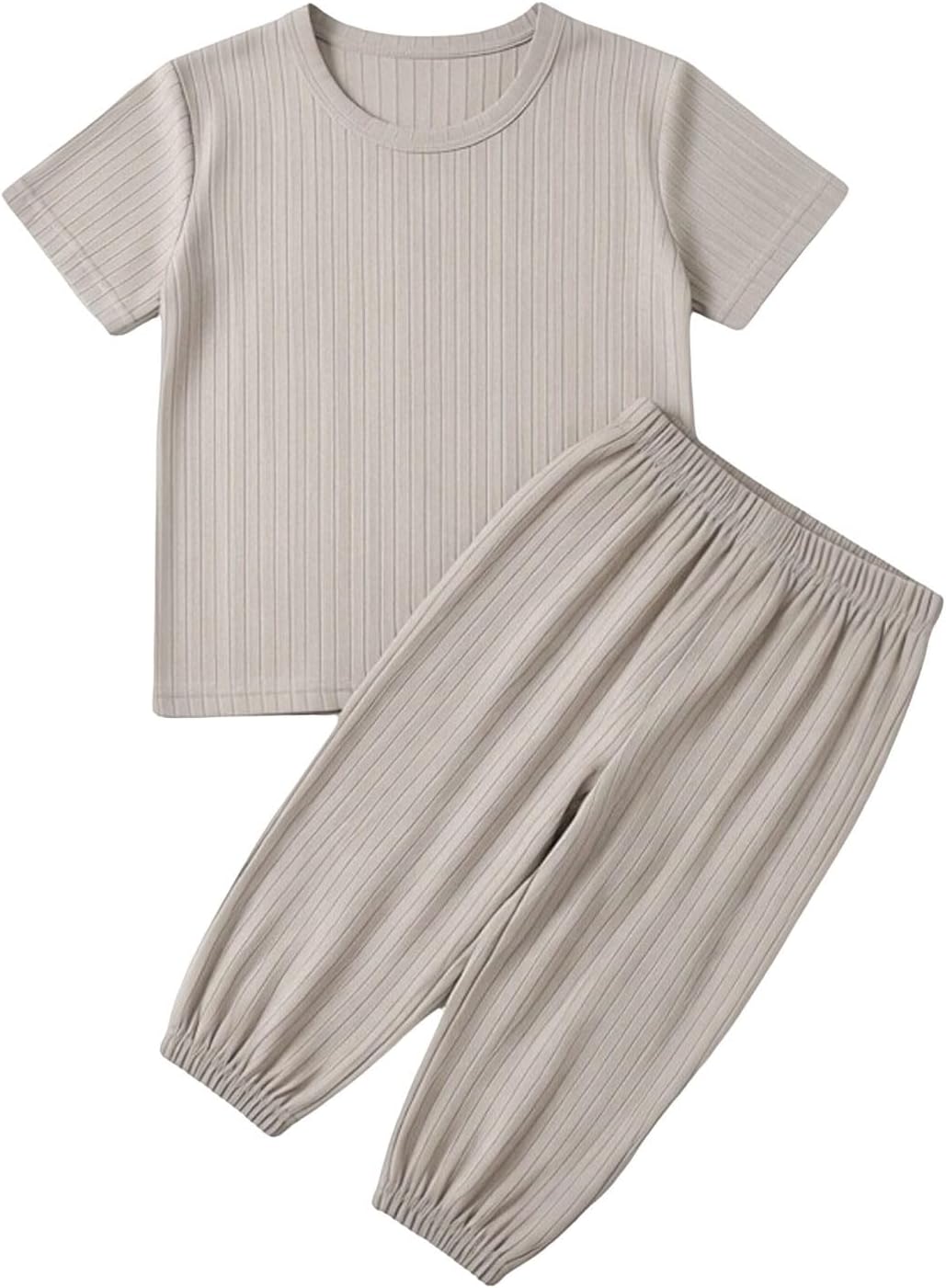 Toddler Baby Summer Outfits 2 Piece Short Sleeve Crewneck Shirt Pants Set Kids Boys Girls Plain T-Shirt Jogger Clothes