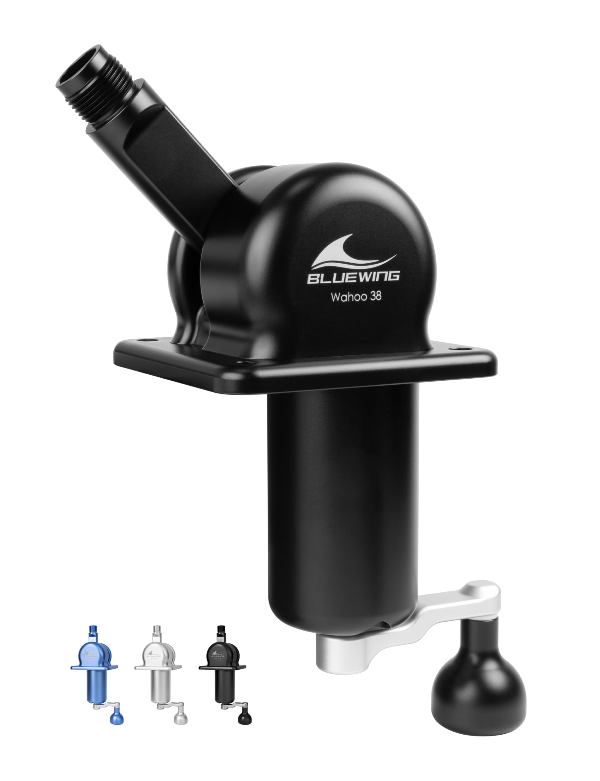 BLUEWING Aluminum Alloy Antenna Mount Wahoo 38 with 0°-90° Adjustable Angle Roof Top Antenna Mount Base for Fishing Boat, Black