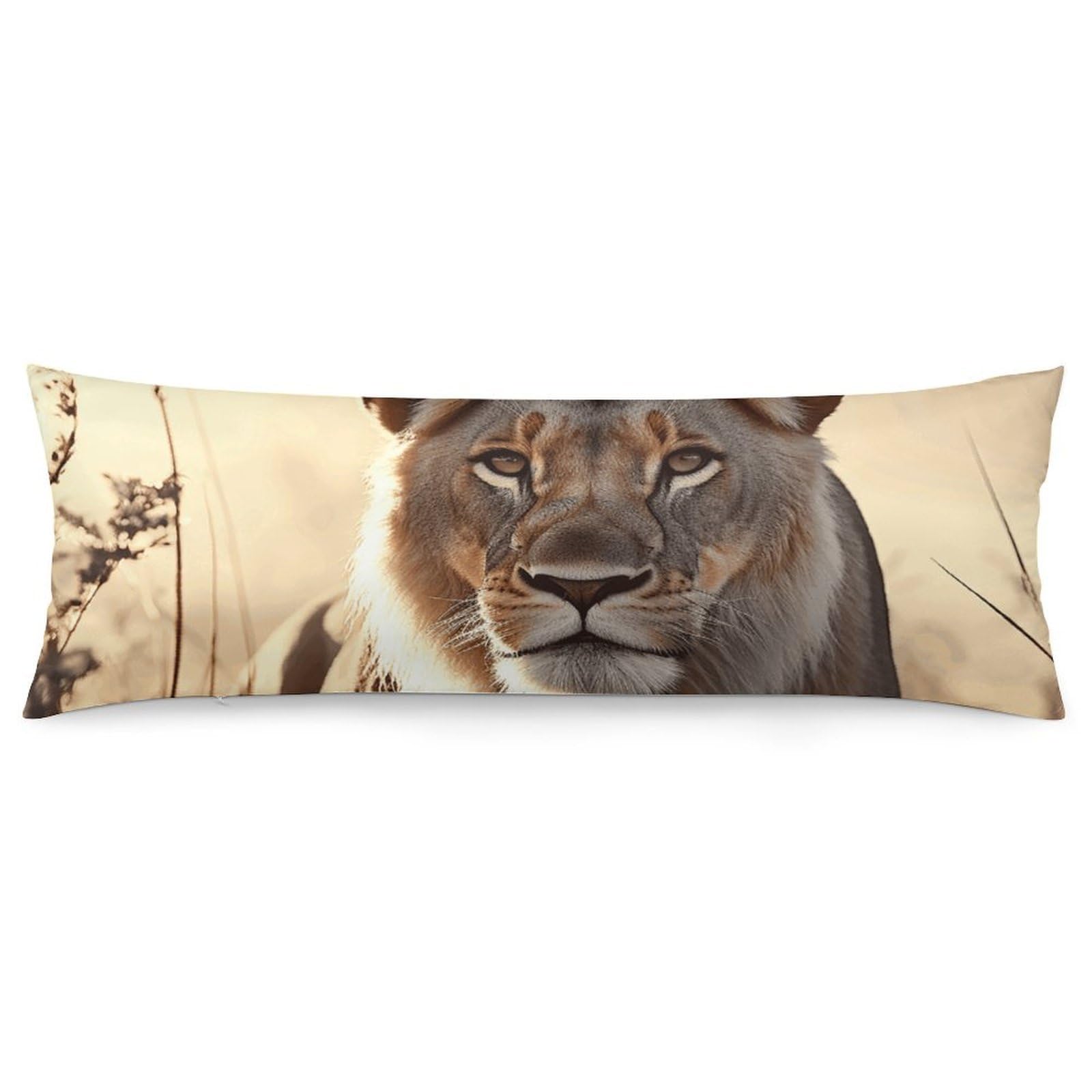 2 Pack Pillow Cases for Hair and Skin, Soft Breathable Pillow Case Covers with Hidden Zipper, Female Lion Pillowcase 20"x54" Pillow Covers for Sleeping Gift