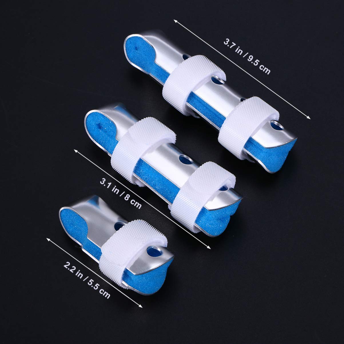 NOLITOY 3 Size Pack Finger Splints for Adult Immobilization of Finger With Internal Loop Straps Protective Ventilation Holes