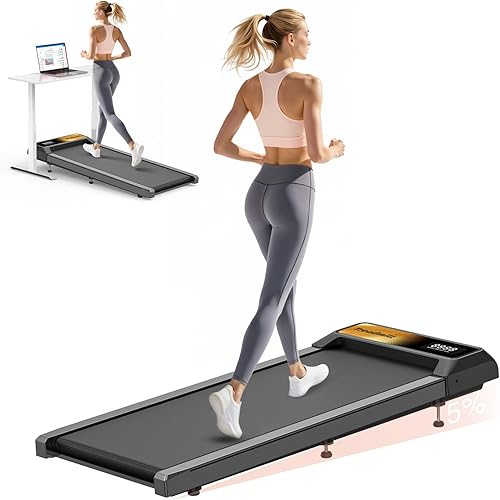 Alfombrilla de caminadora con inclinación del 0%-5% y sincronización con aplicación, caminadoras pequeñas y compactas para usar debajo del