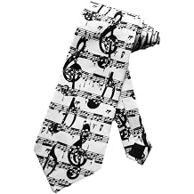 Steven Harris Musical Score Symbols Necktie Music Notes Ties - White - One Size Necktie