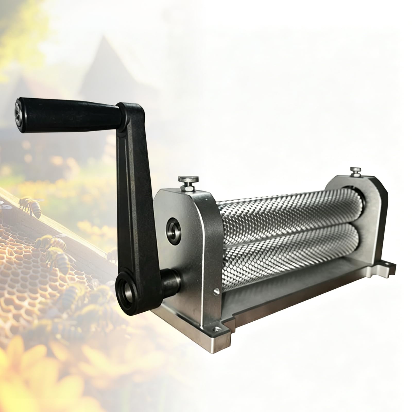 KUSOLE Manual beeswax foundation press – 280 mm aluminium alloy roller; portable design; a practical beekeeping tool for producing wax foundation. 4.9mmaperture