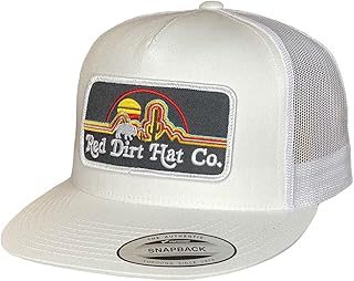 Red Dirt Hat Company Neon Buffalo Adjustable Snapback Hat, Trucker Cap w/Ventilated Mesh Back & Snap Back Closure, Structured Baseball Cap for Men & Women - White, One Size Fits All