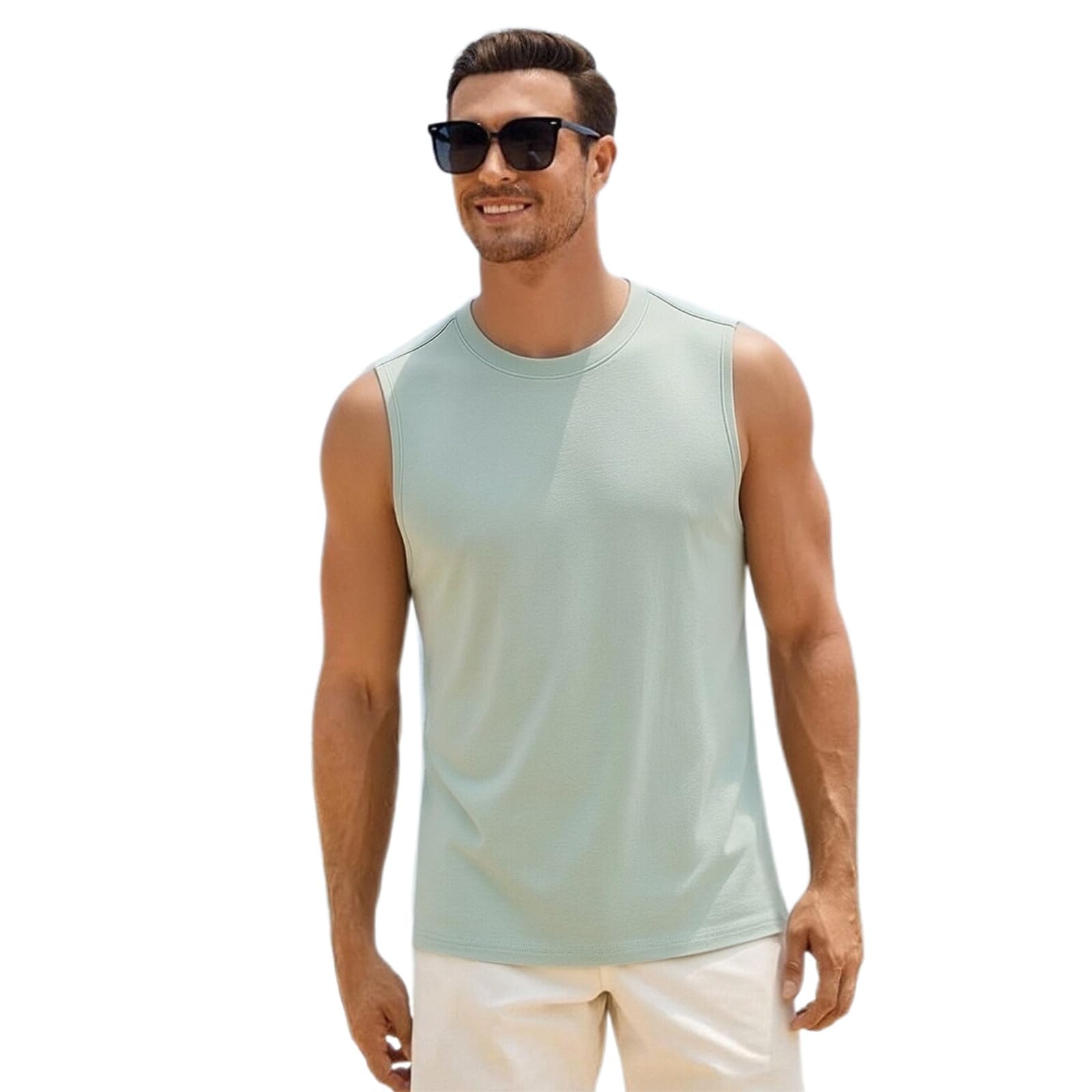 Canotta Spalla Larga Uomo,Canottiera Uomo Palestra,Versatile Ideale La Casa attività All'Aperto Vest Traspirante Leggero Asciugatura Rapida Sport