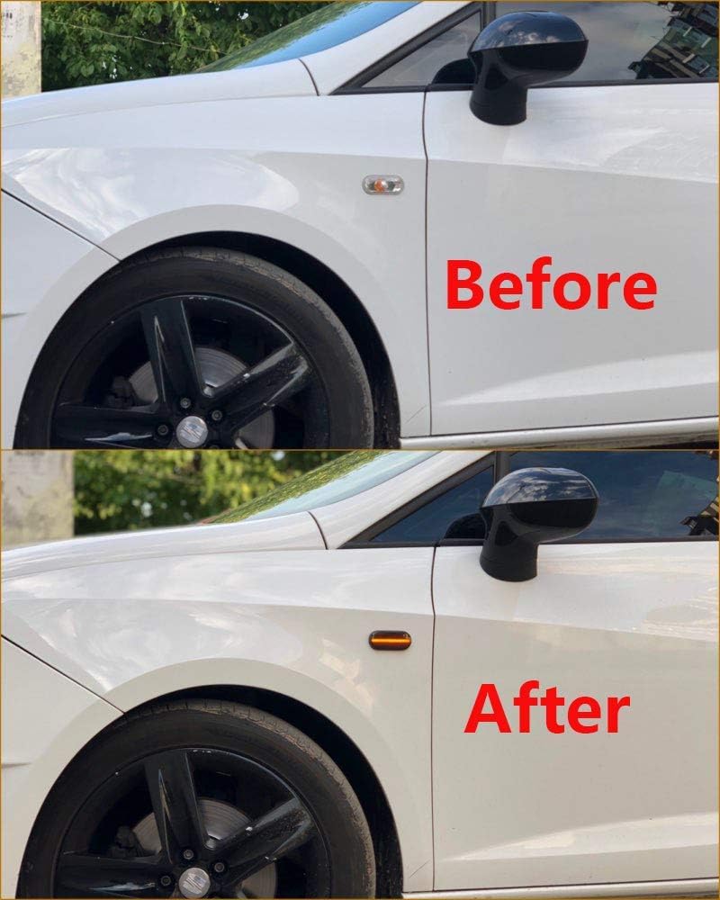 2Pcs Smoked Lens Amber LED Dynamic Side Marker Lights Turn Signal Blinker Indicator Lamp Compatible with Volkswagen Jetta MK4 Golf GTI R32 Passat B5 (Sequential Amber Blinker Light)