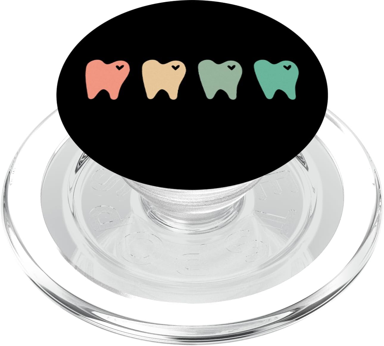 Cute Dental Teeth and Hearts Graphic Green, Coral, Yellow PopSockets Grip and Stand for Phones and Tablets PopSockets MagSafe PopGrip for iPhone
