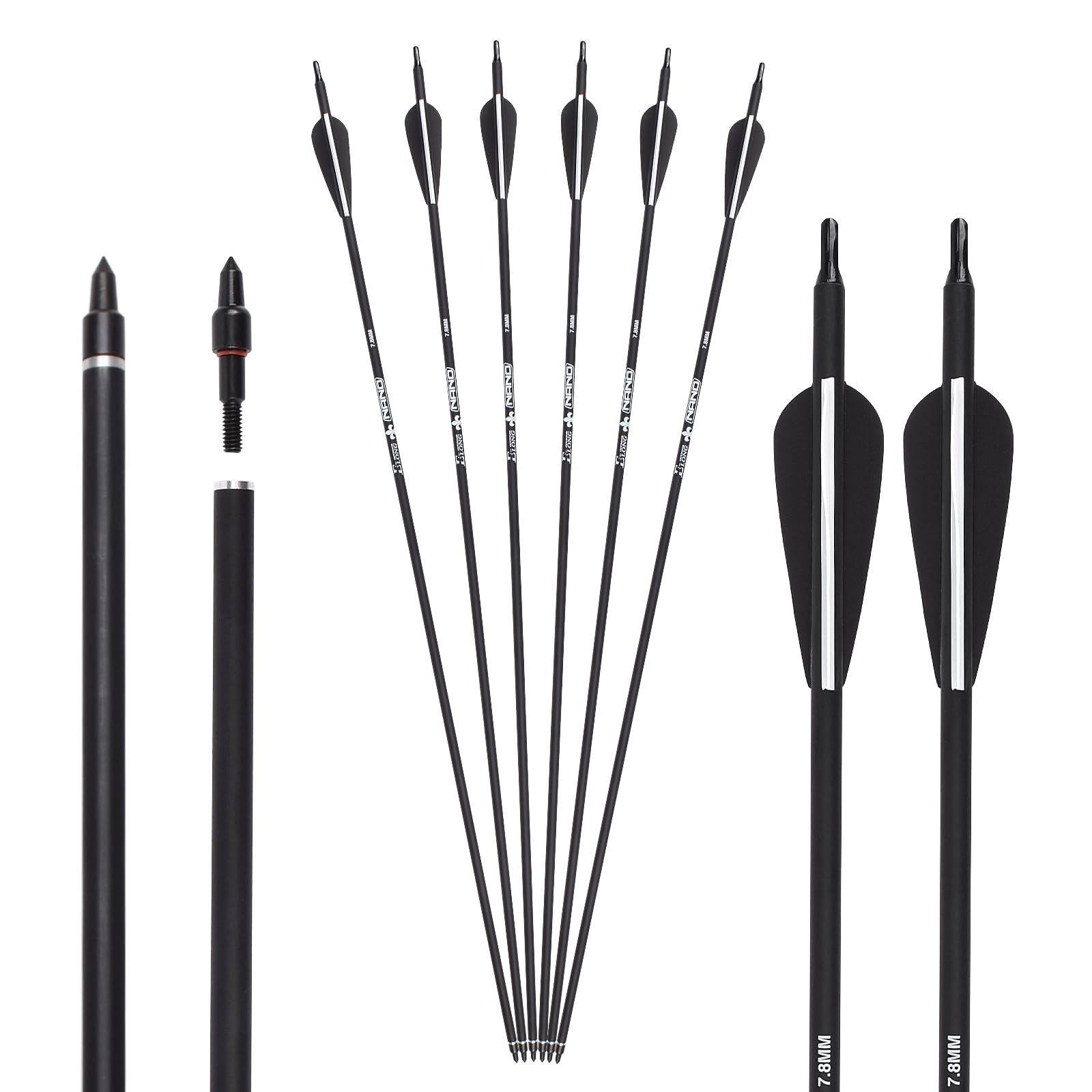 NIKA ARCHERY 12 Frecce per tiro con L'Arco 28 30 31 Pollici Frecce in Carbonio da Frecce da Caccia per Adulti 500 Frecce per Arco della Colonna vertebrale per Arco ricurvo Arco Composto Arco Lungo