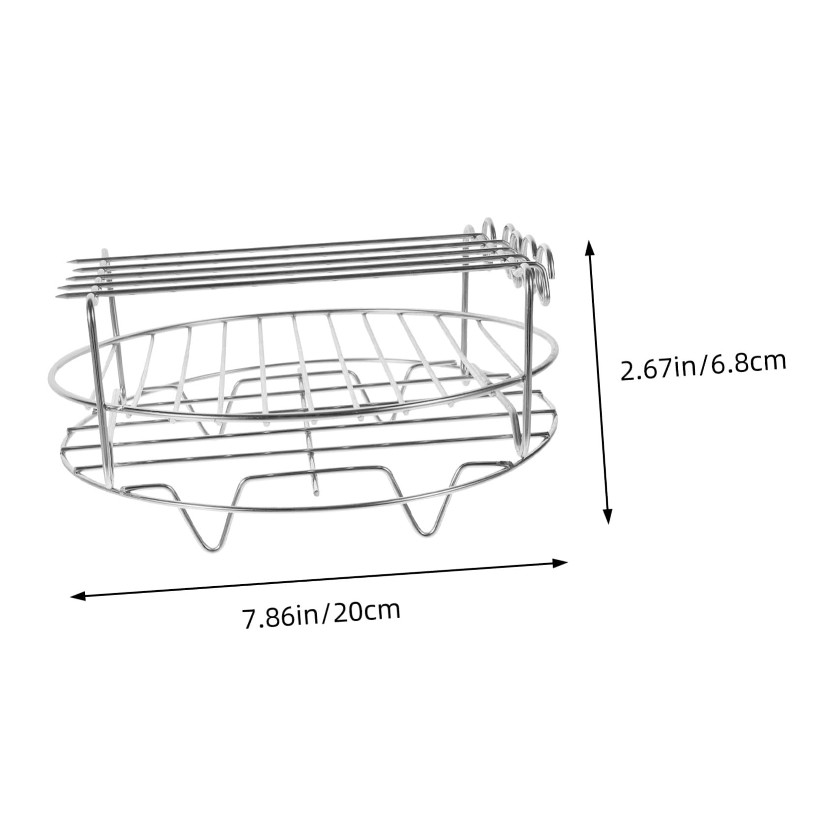 MAGICLULU 1 Set Double Layer Barbecue Grill Airfryer Food Cooling Rack Frying Rack Pot Holder Air Fryer Grilled Rack Air Fryer Stacking Rack Steaming Rack Toast Rack Silver Stainless Steel