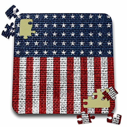 3dRose Stars and Stripes American Flag Printed On Jute Material - Puzzle, 10 by 10-inch (pzl_271224_2)