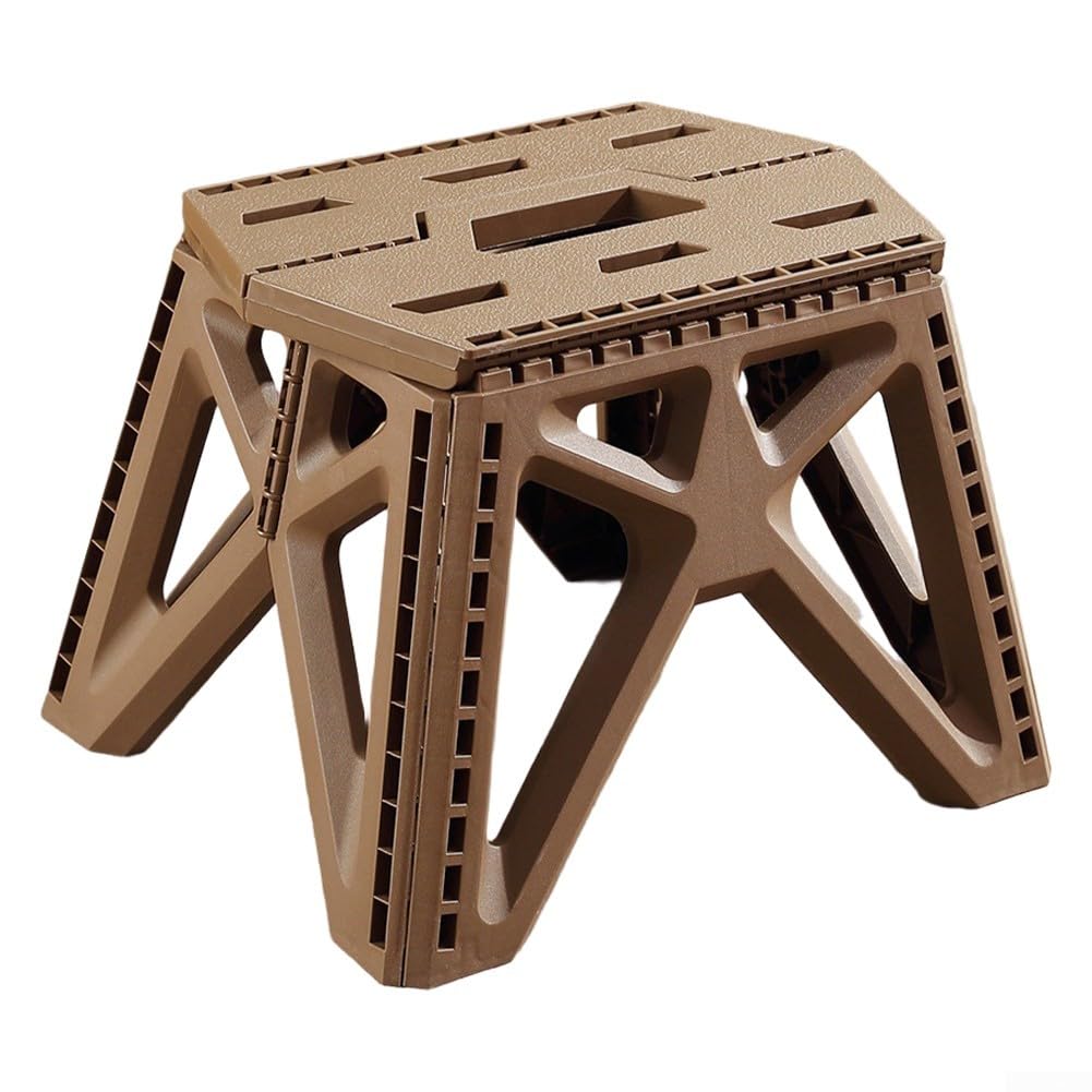 Tabouret pliant pour intérieur et extérieur - Construction en plastique léger certifié EN14183 - Poignée ergonomique et assise hexagonale pour plus de stabilité et de confort - Vert