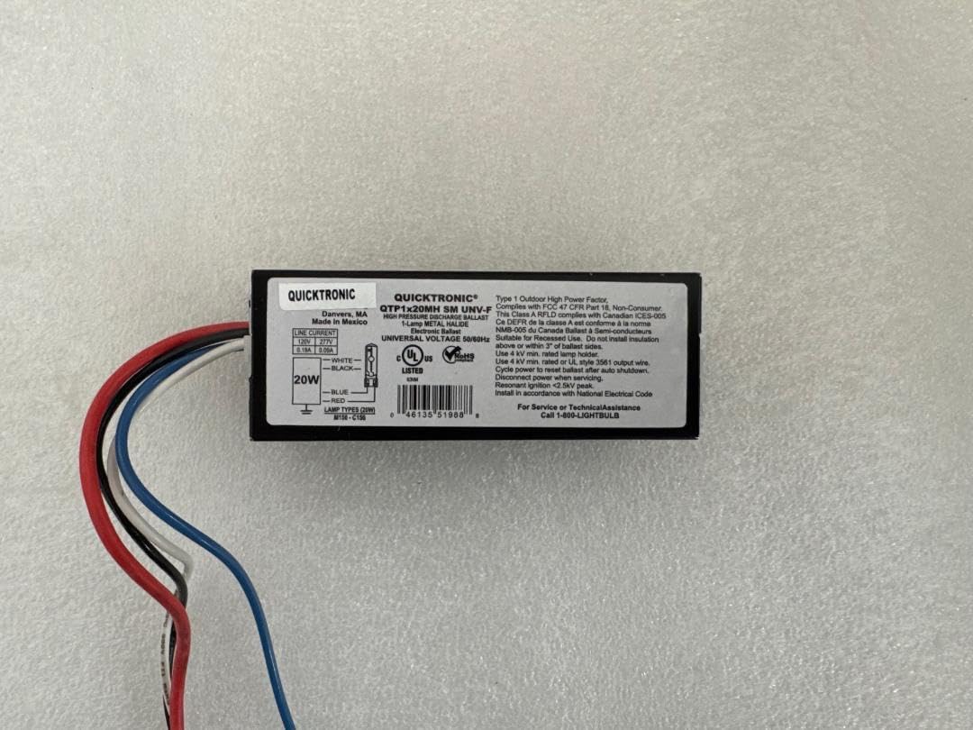 OSRAM SYLVANIA 51988 QTP1x20MH SF UNV-F Metal Halide Ballast, 20 Watt, 120V - 277V