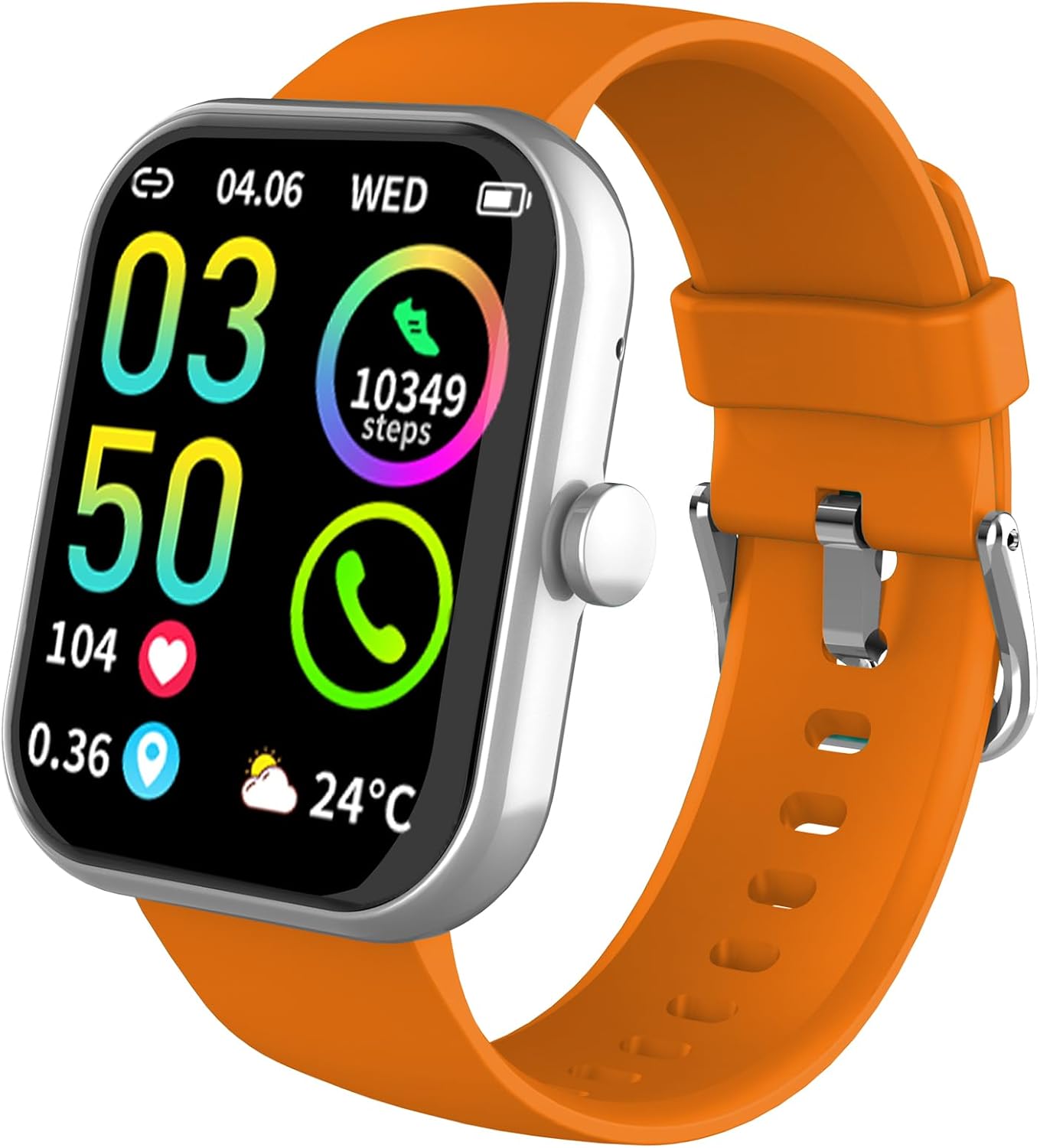 Smart Watch (Answer/Make Calls), 1.96″ HD Screen SmartWatch for Men Women 100+ Sport Modes, Fitness Watch Heart Rate/Sleep Monitor/Pedometer, IP68 Waterproof, Fitness Activity Tracker Orange Smart Watch (Answer/Make Calls), 1.96″ HD Screen SmartWatch for Men Women 100+ Sport Modes, Fitness Watch Heart Rate/Sleep Monitor/Pedometer, IP68 Waterproof, Fitness Activity Tracker Orange