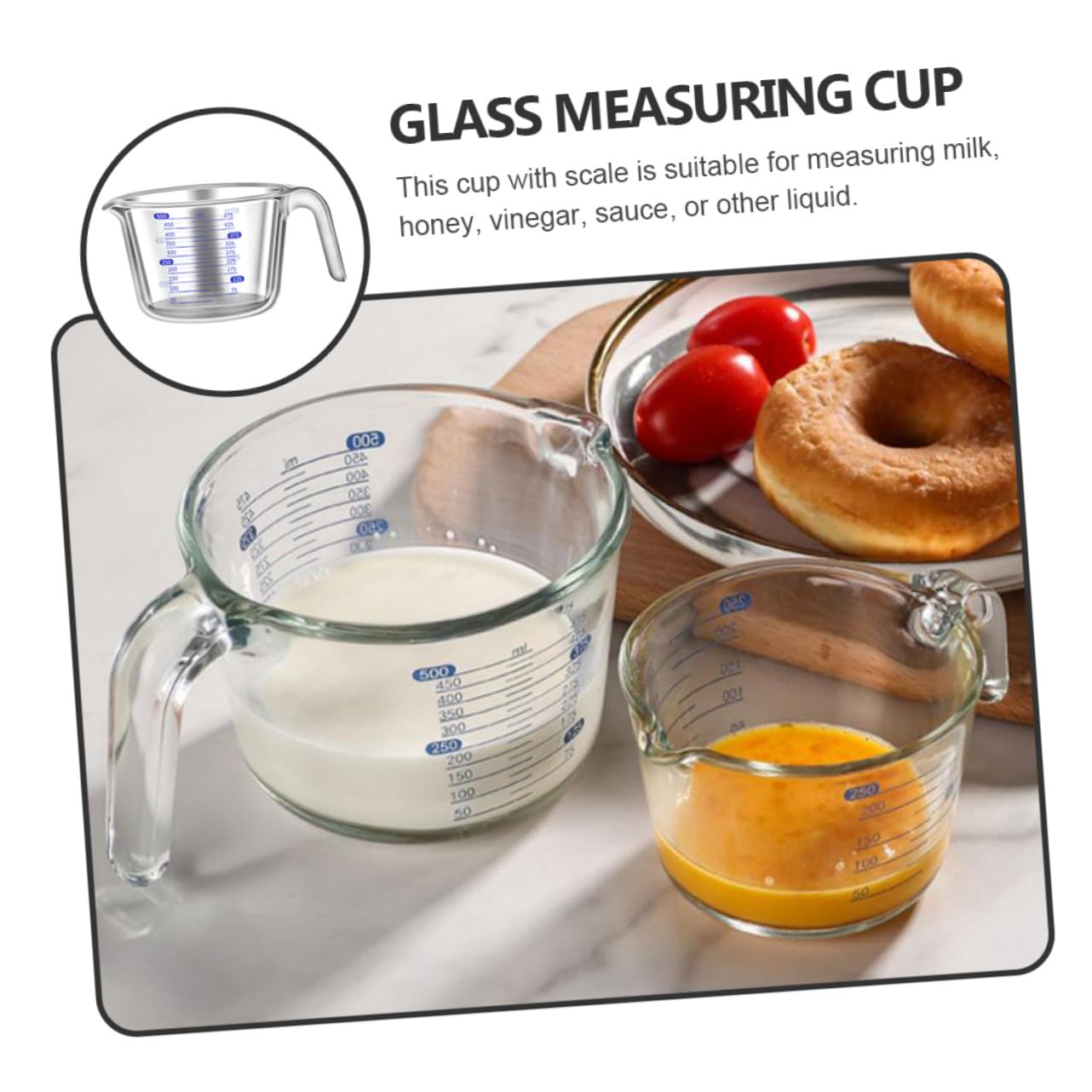 Hitzebeständiger Glasmessbecher mit Skala und Ausguss Transparenter Küchen messzylinder aus Hochwertigem Glas zum Backen und Abmessen von Flüssigkeiten
