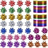 Pendant of Luck 54 Pcs Shiny Christmas Bows for Gift Wrapping, 2 in Mini Gift Wrap Bows for Xmas Decor, Hanukkah, Birthdays, Weddings, Bridal Showers, Baby Showers Occasion (Sparkly Color 54 Pcs Set)