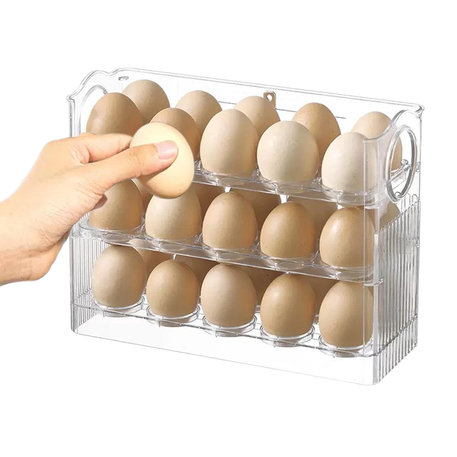 Contenedor de huevos para refrigerador plegable y estante de 3 niveles para cocina