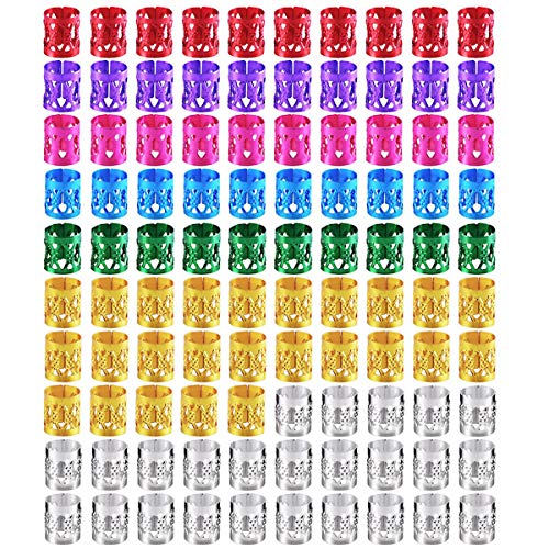 Beautywin Dreadlock Beads Colorful Cool Adjustable Hair Braid Rings Hair Styling Accessories Tools Golden Silver Mix Silver Braid Cuff 50 pcs/pack (Mixed Colors)