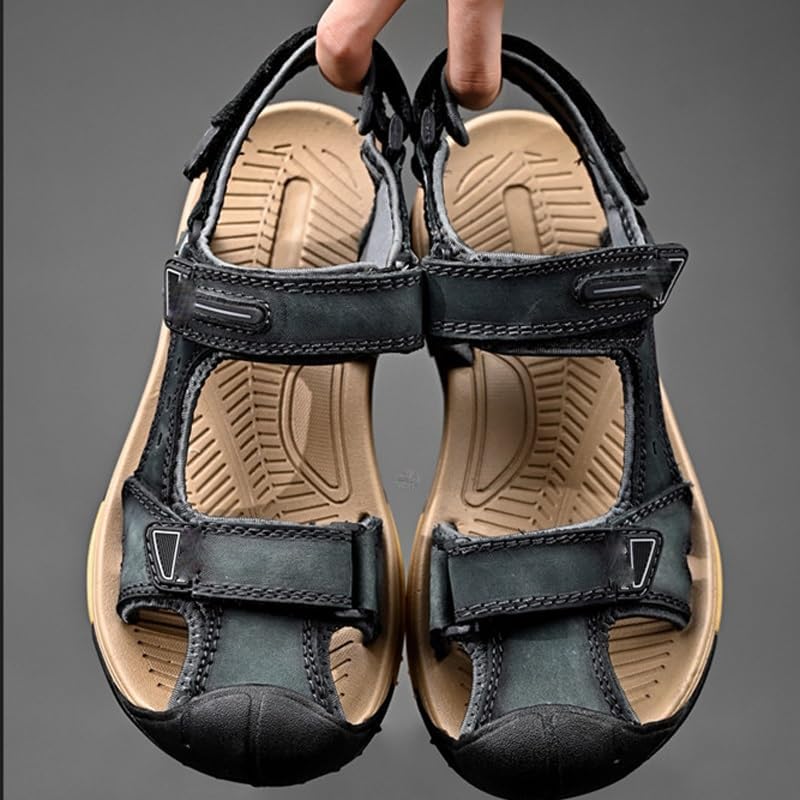 Men Leather Sandals Breathable Casual Shoes Men Soft Bottom Large Size Outdoor Beach Sandals3