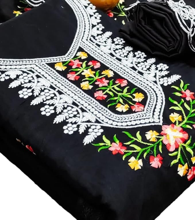 Women's Chanderi Cotton Embroidery Work Unstitched Salwar Suit, Women's Dress Material With Chanderi Dupatta