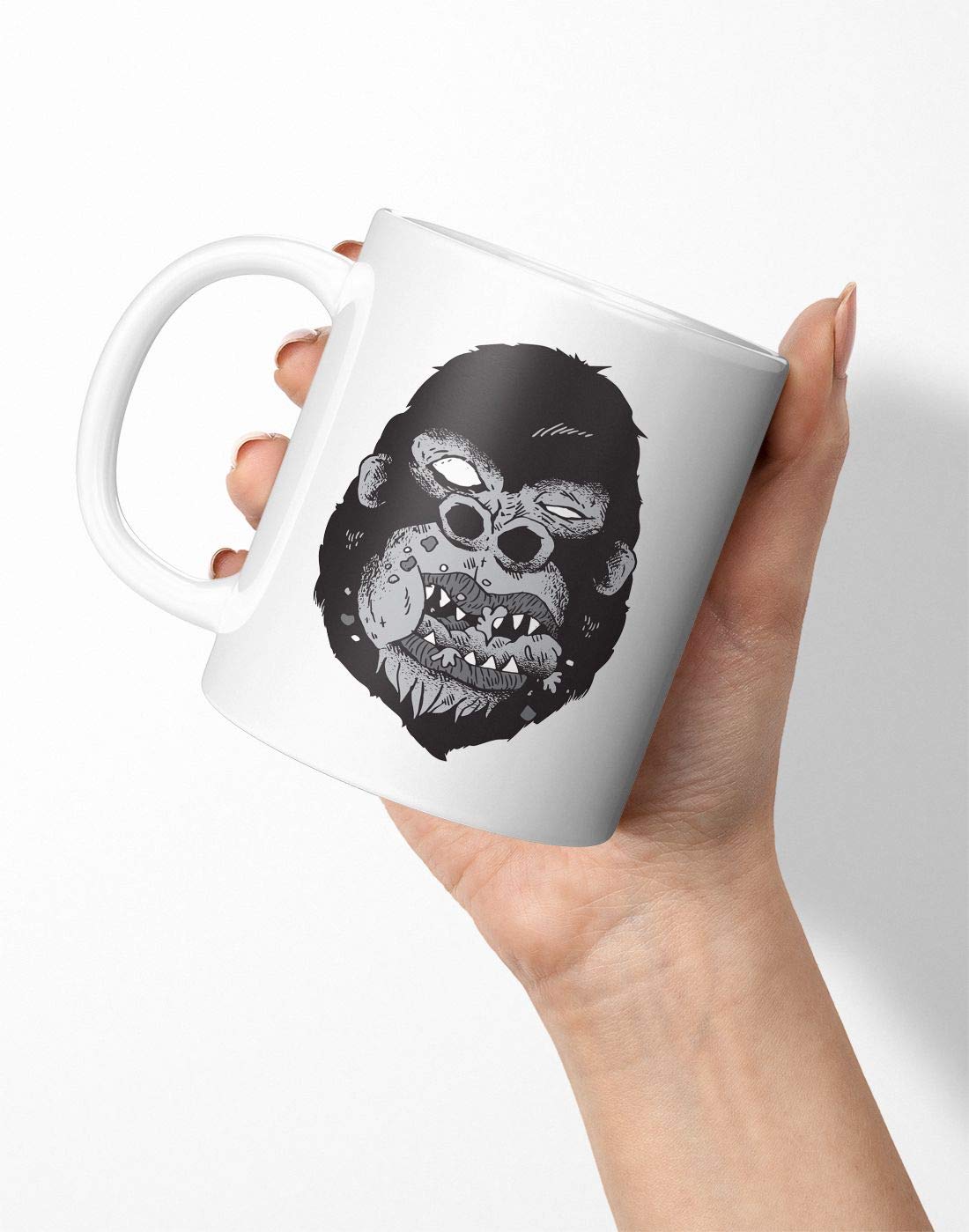 BLAK TEE Gorilla Monkey Munchies Illustration Porcelain Coffee and Tea Mug 330 ml