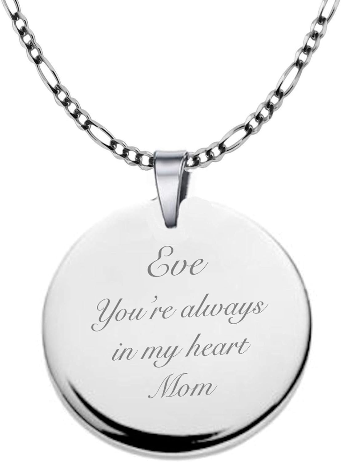 A & L Engraving Personalized Sterling Silver Circle Charm Pendant Disk with Necklace Custom Engraved Free - Ships from USA