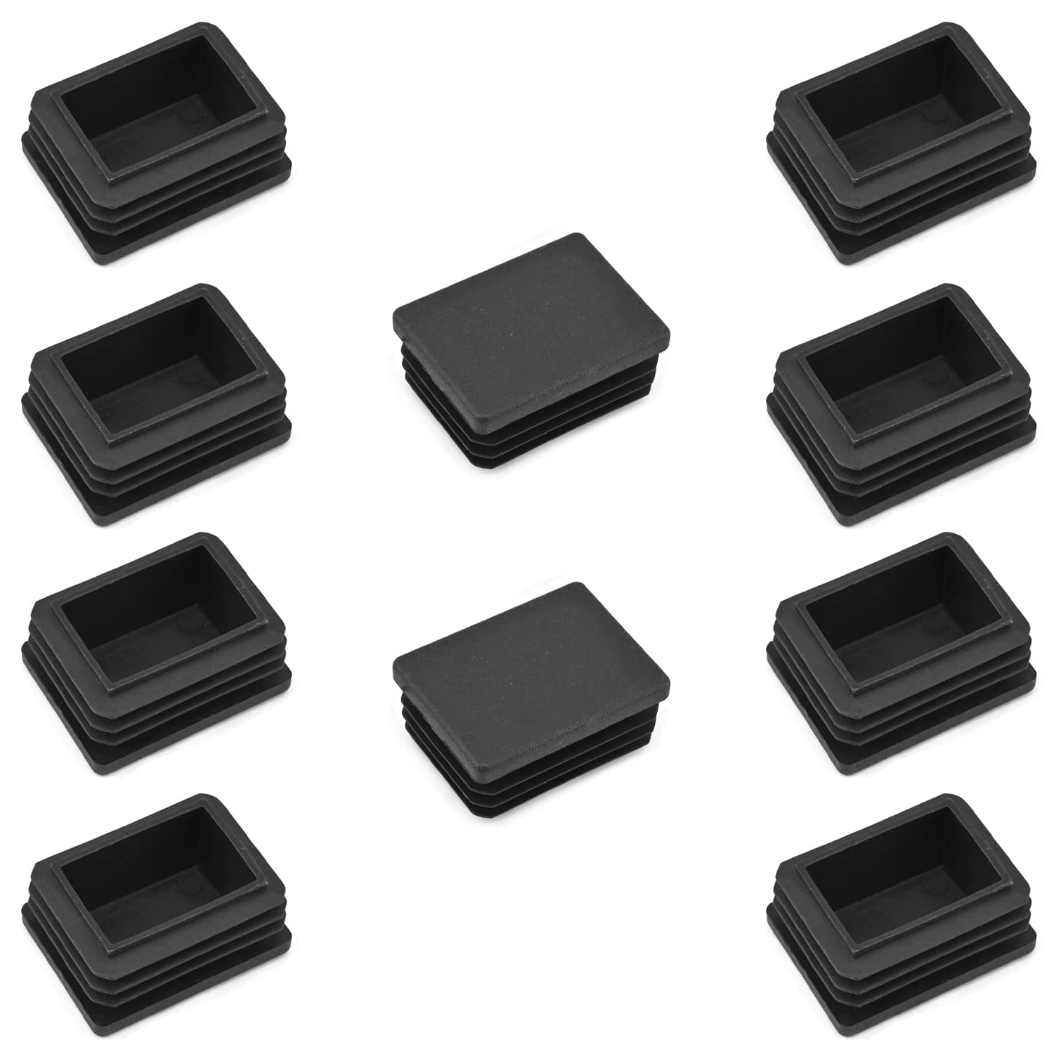 MroMax 40mm x 30mm Rectangle PP Tubing End Cap Steel Furniture Pipe Tube Cover Insert Black 10 Pcs, 30*40mm 10pcs