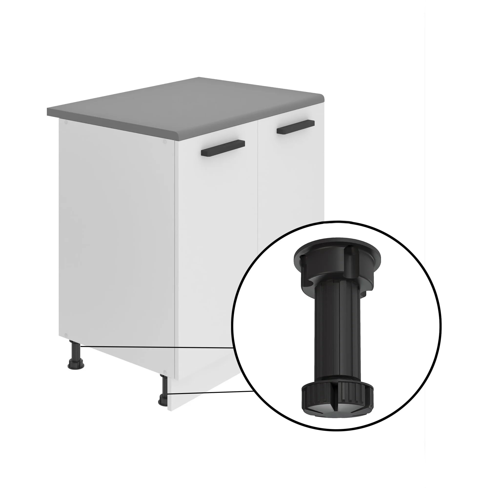 Belini, Rose - Cucina monoblocco, 300 cm, cucina componibile, senza elettrodomestici, con armadietti pensili e mobiletti, senza piani di lavoro, bianco lucido