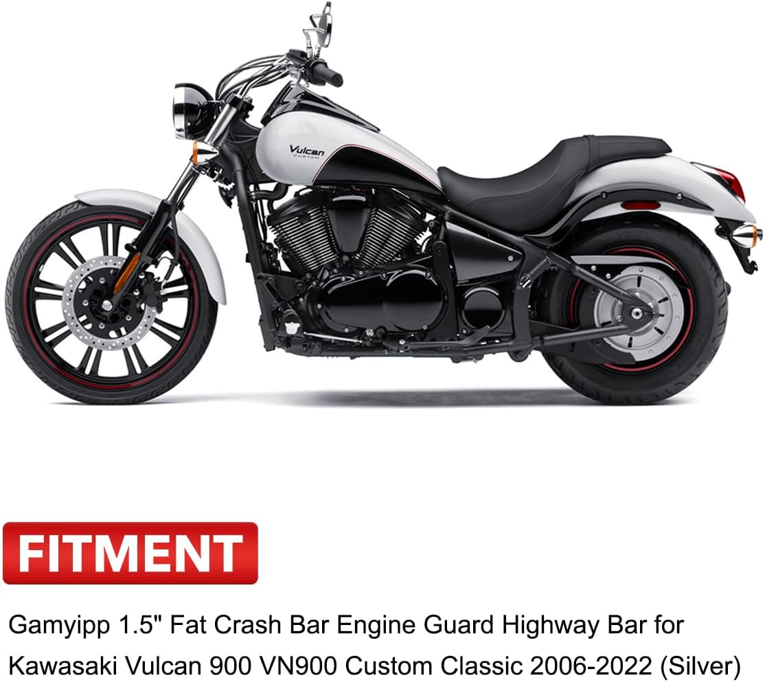 1.5" Fat Crash Bar Engine Guard Highway Bar for Kawasaki Vulcan 900 VN900 Custom Classic 2006-2023 (Matte Black)