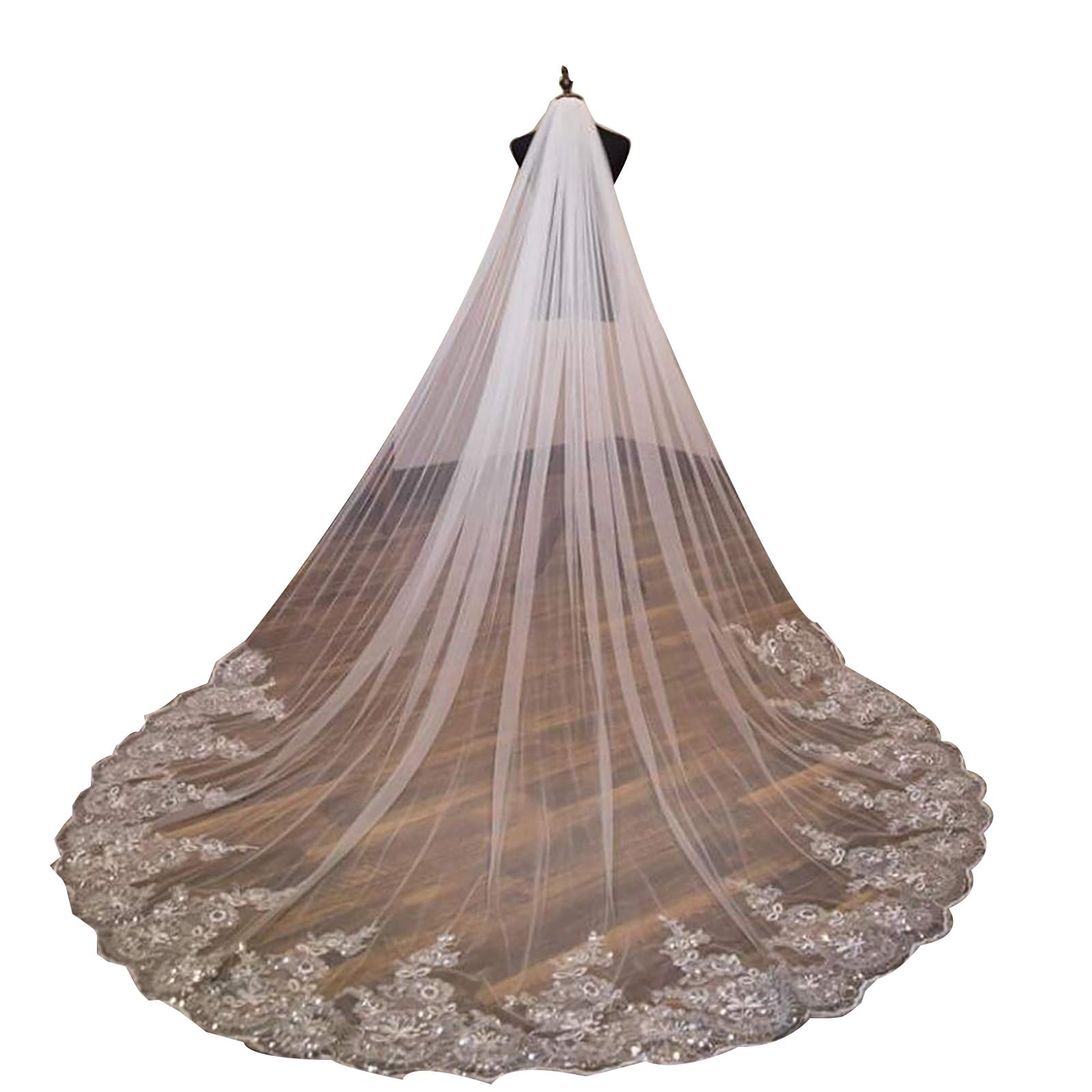 Voile de mariée sans pli réseau doux vertical avec peigne métallique anti-glisse