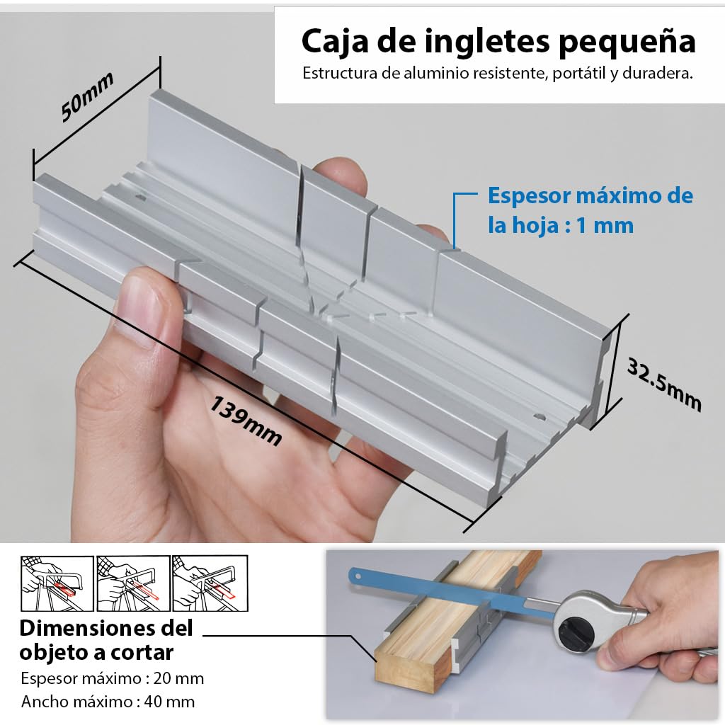 FIRSTINFO H5442 | Caja de ingletes de aluminio pequeña