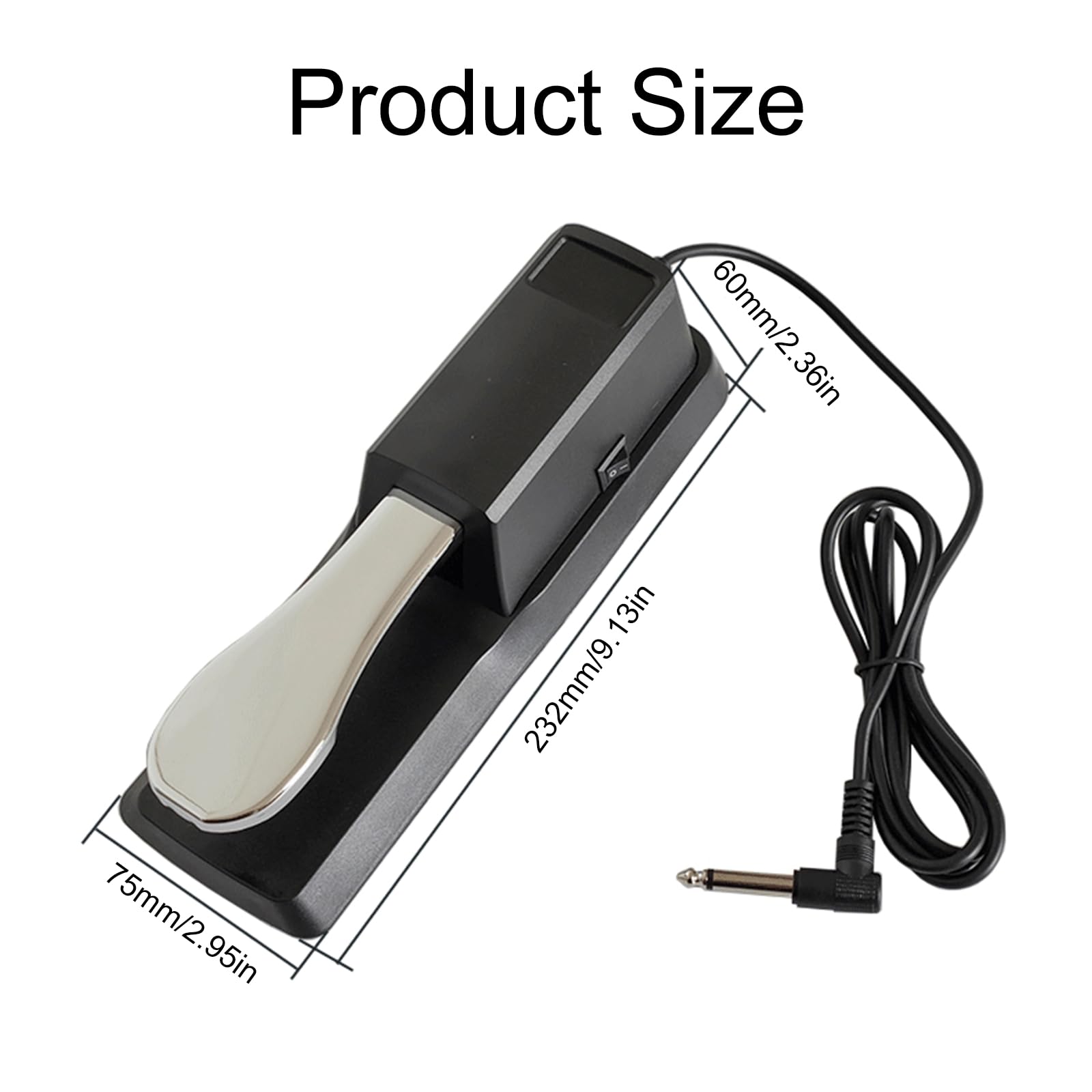 Pedale Sustain per Pianoforte, Non-Slip Damper Pedal, Pedale Sustain per Tastiera Keyboard, per Tastiera Elettronica, Pianola, Pianoforte Digitale, con fondo Antiscivolo, Connettore da 6.5​​mm
