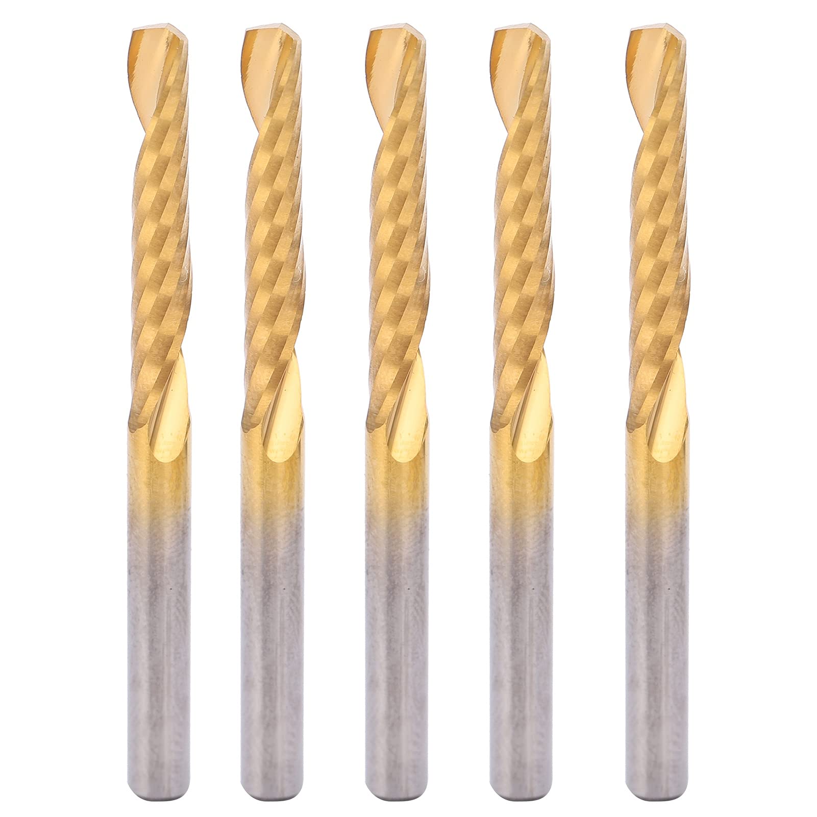 Respicefinem 5Pcs High Speed Steel Single Flute Spiral Engraving CNC End Mill Bit Ideal for Machining Planes Grooves Shaping and Milling Workpieces On Milling Machine with 4mm