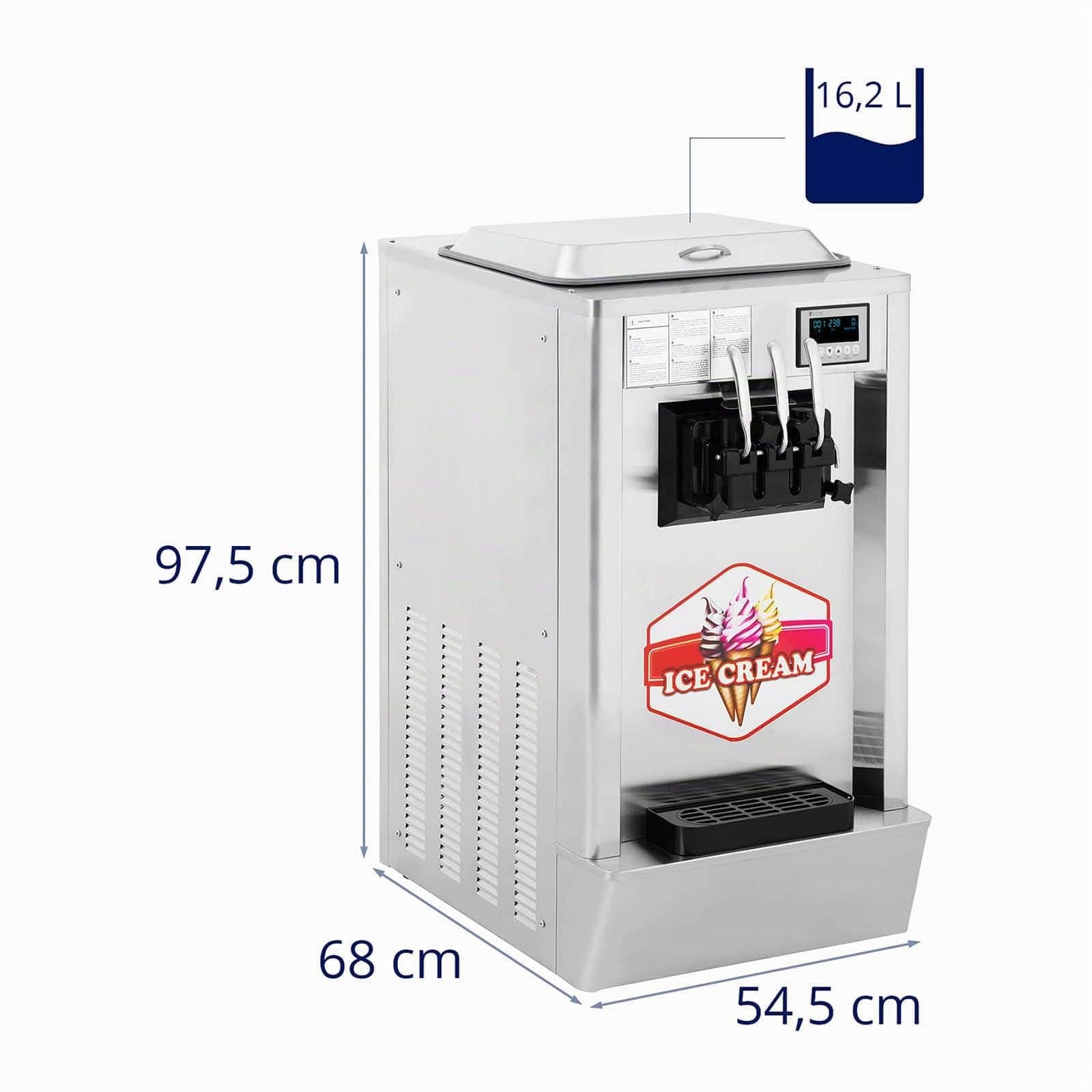 Royal Catering RCSI-18 Gelatiera Professionale 1640W 23L/h 3 Gusti Gastro