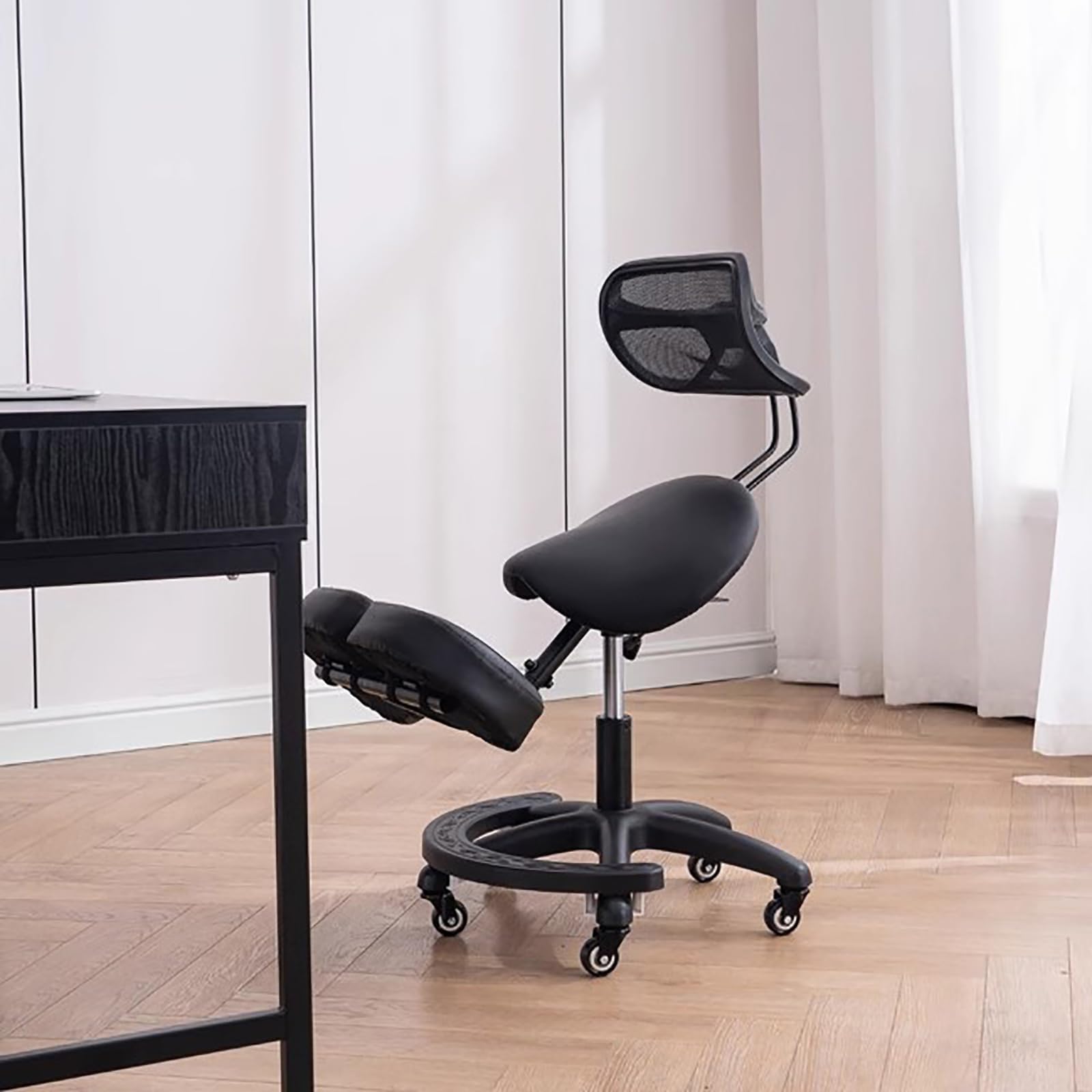 Ergonomiczne krzesło klęczące z podparciem oparcia, wysokiej jakości krzesło do biura domowego z regulowanym kątem siedziska i ochraniaczami na kolana dla lepszej postawy i komfortu