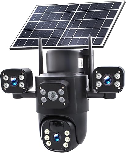 Miniatura 10 de Cámaras de seguridad solares con triple lente inalámbricas para vigilancia del hogar al aire libre, 3 * 2MP HD con claridad de cristal, cobertura