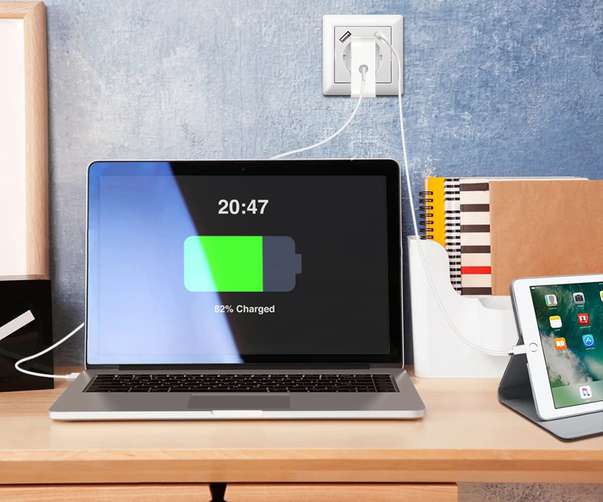 Lot de 2 prises avec port USB (maximum 3,4 A) encastrées Schuko USB - Blanc - Système 55 - Blanc pur brillant - Prise murale avec contact de protection - Prise encastrée standard pour smartphone MP3