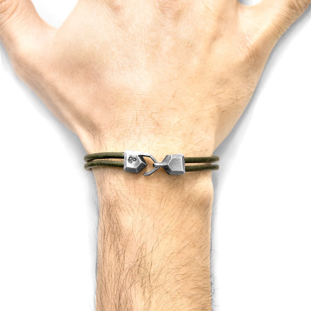 ANCHOR & CREW Pulsera Cromer de Plata y Cuero Redondo - Hombre