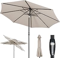 Vista 1 de Tempera - Sombrilla de jardín de 10 pies con inclinación automática y función de manivela, 8 varillas de acero