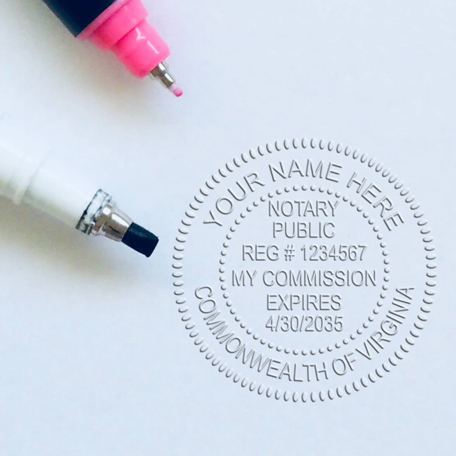 Virginia Notarial Seal - Pink Notary Seal VA, Compliant with Virginia Notary Board, Ideal for Virginia Notary Public, 1-5/8 Dia Size - Essential Tool