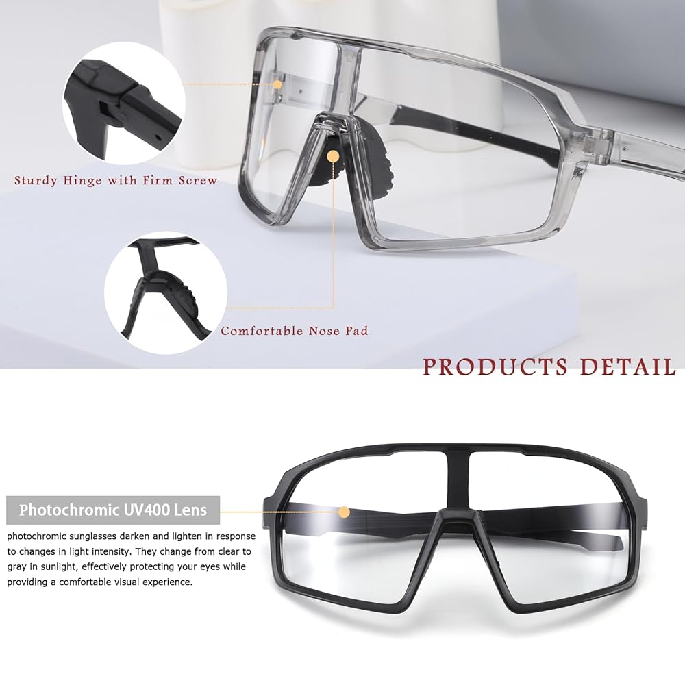 Occhiali Da Sole Sportivi Fotocromatici Long Keeper - Leggeri 35g, UV400, Per Ciclismo, Corsa, Sci | Uomo E Donna - Foto 2