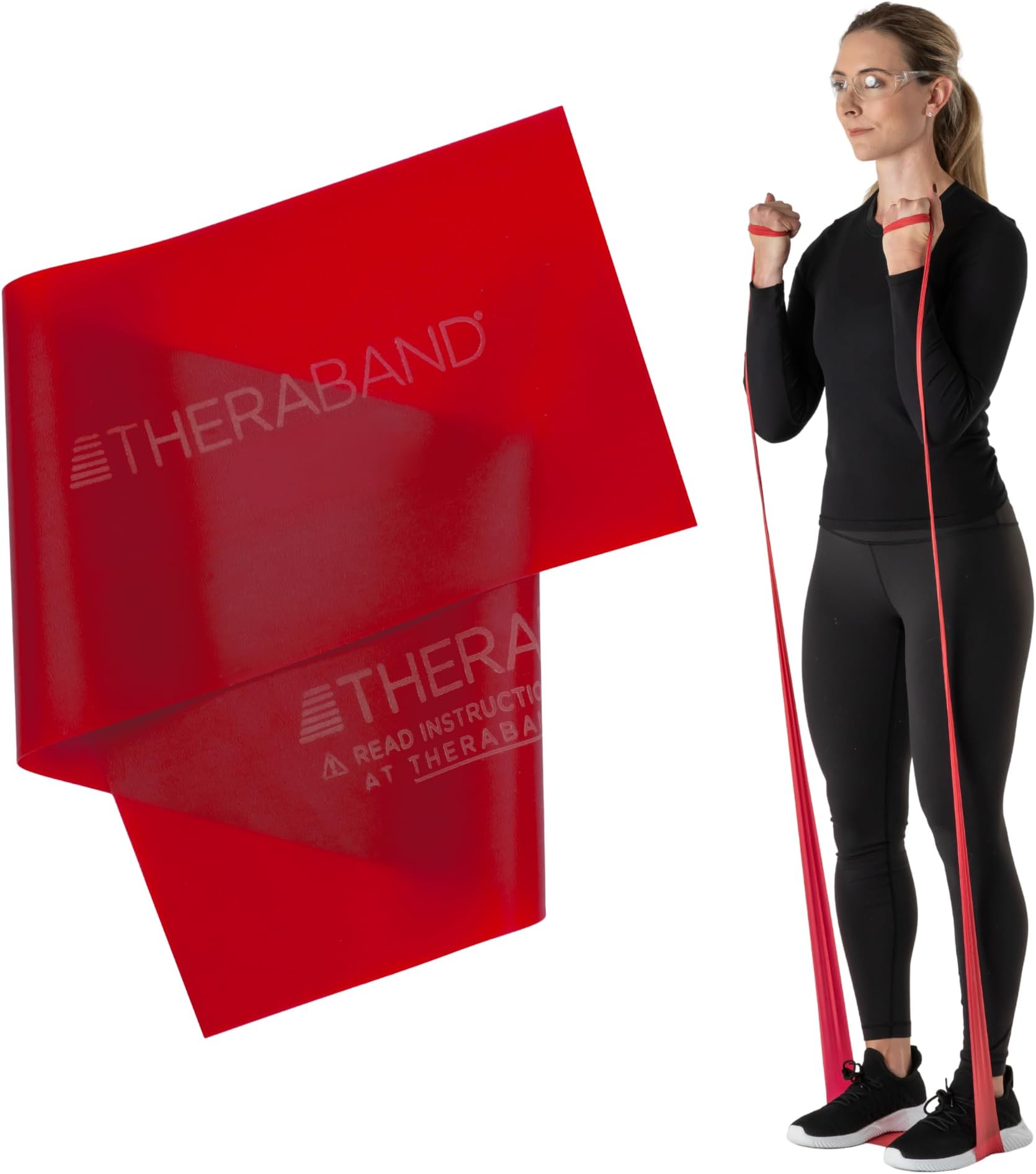 THERABAND Professional Resistance Band, Red Level 2 Medium, 5 ft Exercise Band for Physical Therapy, Strength Training, Upper and Lower Body Workouts, Yoga and Pilates