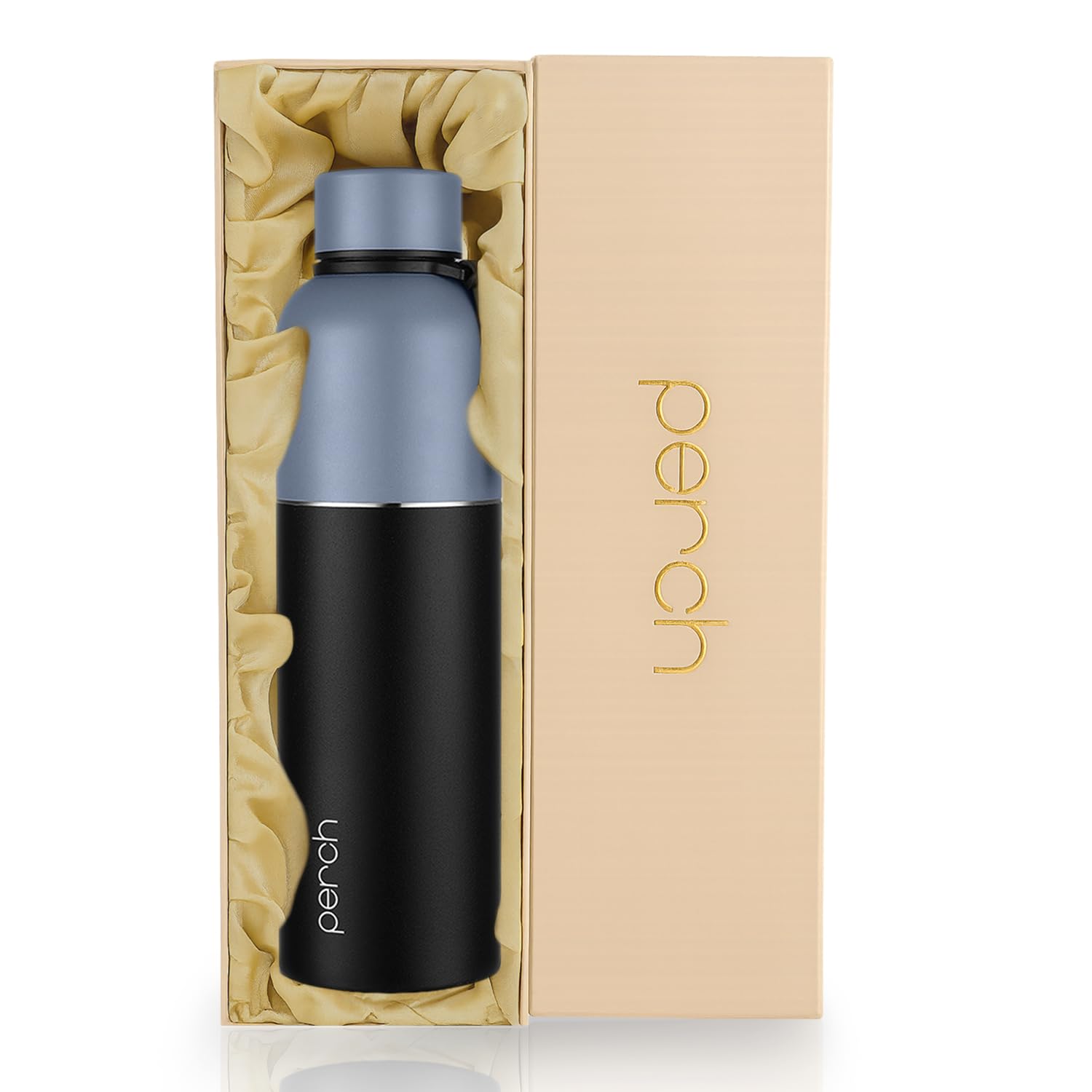 Perch Zenith ISI Certified Hot & Cold Steel Water Bottle 1L | Vacuum Insulated Flask |BPA-Free Leakproof Bottle for Office, School & Gym |Gift Box|Birthday, Anniversary & Corporate Gift |Knight Black
