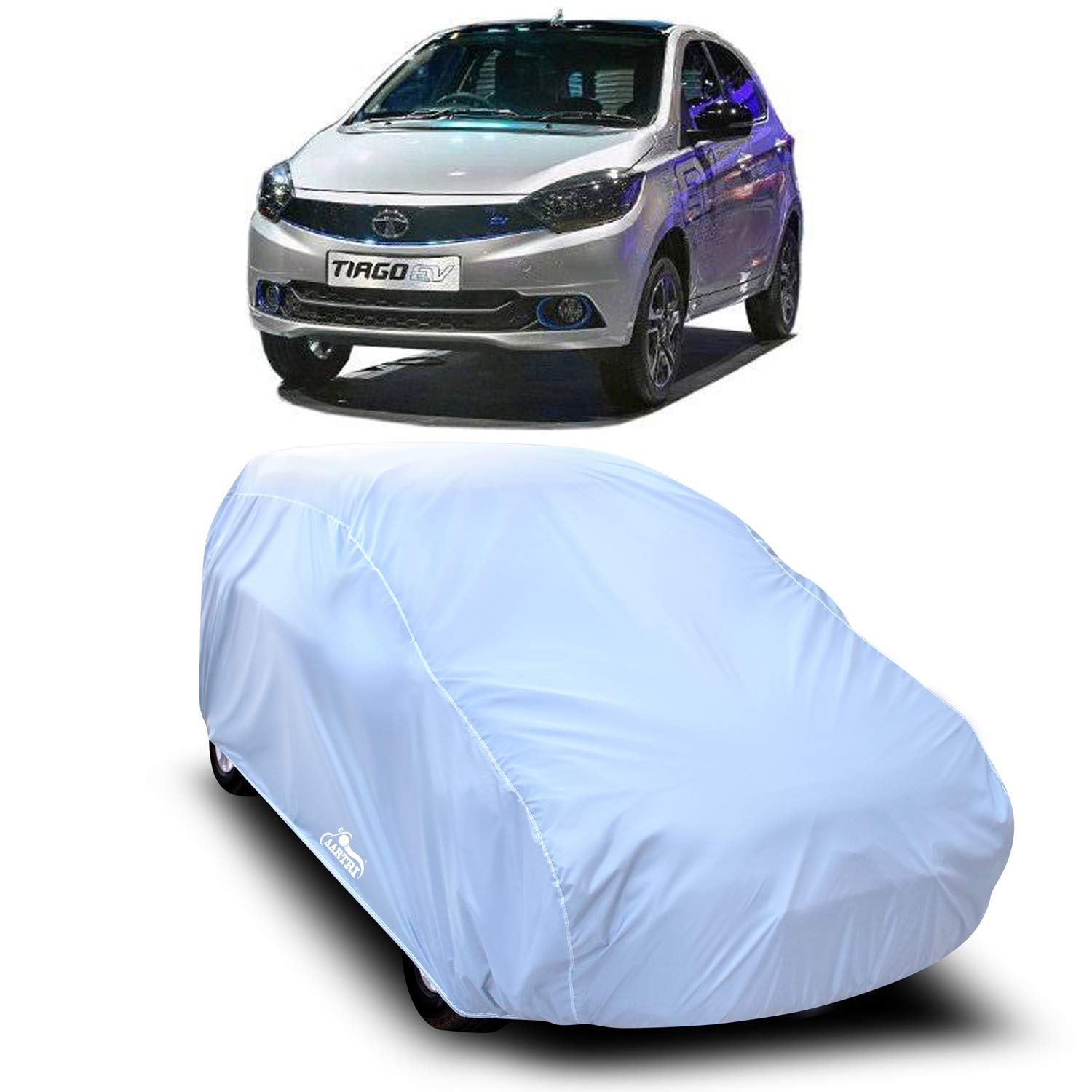 DREAM STORE - Water Resistant - dust Proof - car Body Cover for Compatible with Tata Tiago EV car Cover - Water Resistant UV Proof - car Body Cover (Silver Without Mirror)