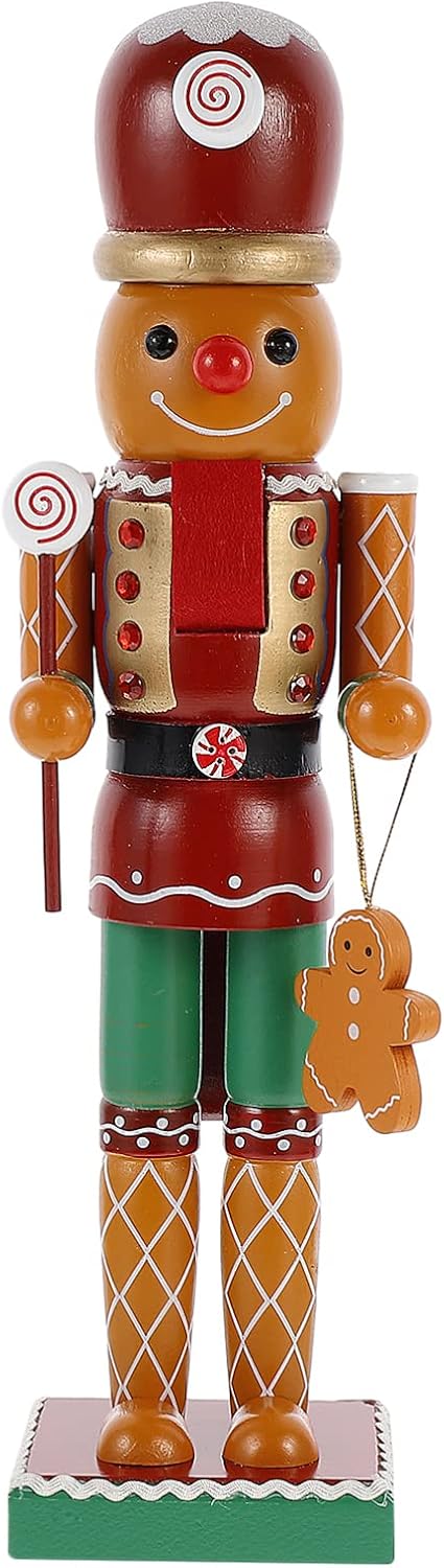 Christmas Nutcracker Gingerbread Man Nutcracker, 14 in Wooden Nutcracker Figure Collectible Nutcracker Ornament Christmas Nutcracker Doll for Festival Party Decor Xmas Gift