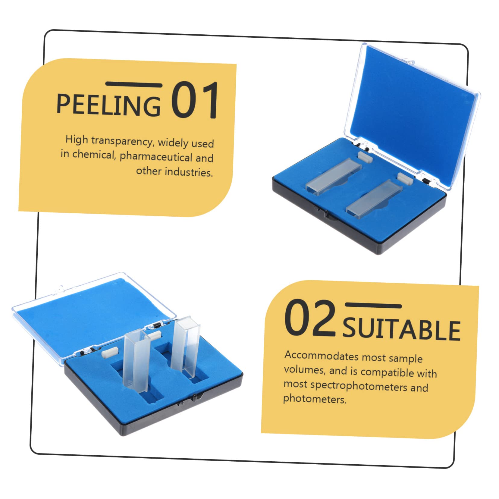 8piezas Cuvette De Cuarzo para Espectrofotómetro para Análisis Óptico y Cuantificación De ADN Arn y Proteínas